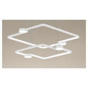 Trade Shop - Lampadario A Sospensione Led 60w 2 Quadrati Con Telecomando Design Moderno Bianco 71194         
