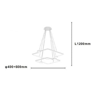 Trade Shop - Lampadario A Sospensione Led 60w 2 Quadrati Con Telecomando Design Moderno Bianco 71194         