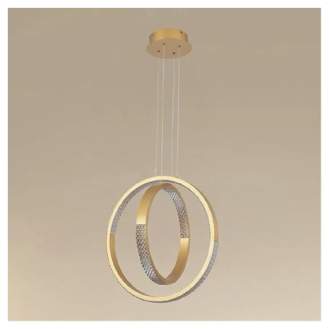 Trade Shop - Lampadario A Sospensione Led 64 W Circolare Effetto Cristallo Moderno Oro 32170         