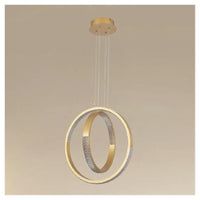 Trade Shop - Lampadario A Sospensione Led 64 W Circolare Effetto Cristallo Moderno Oro 32170         