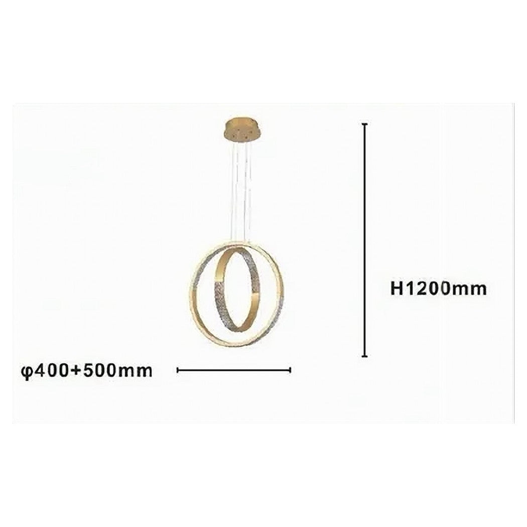 Trade Shop - Lampadario A Sospensione Led 64 W Circolare Effetto Cristallo Moderno Oro 32170         