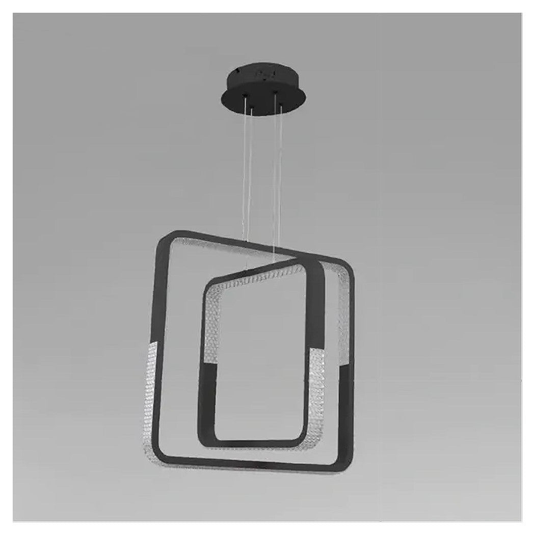 Trade Shop - Lampadario A Sospensione Led 64 W Quadrati Effetto Cristallo Moderno Nero 32194         