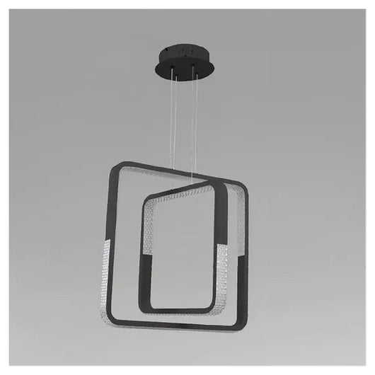 Trade Shop - Lampadario A Sospensione Led 64 W Quadrati Effetto Cristallo Moderno Nero 32194         