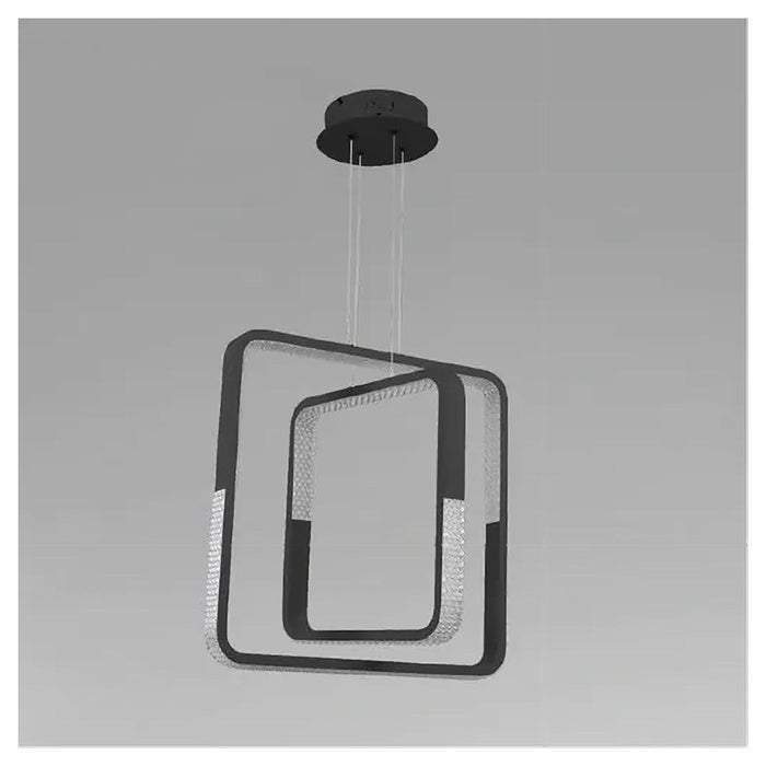 Trade Shop - Lampadario A Sospensione Led 64 W Quadrati Effetto Cristallo Moderno Nero 32194         