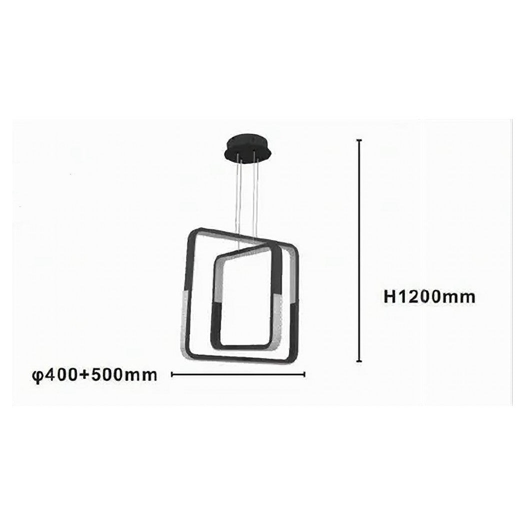 Trade Shop - Lampadario A Sospensione Led 64 W Quadrati Effetto Cristallo Moderno Nero 32194         