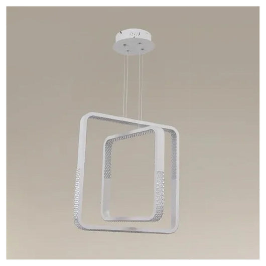 Trade Shop - Lampadario A Sospensione Led 64w Quadrati Effetto Cristallo Moderno Bianco 32187         