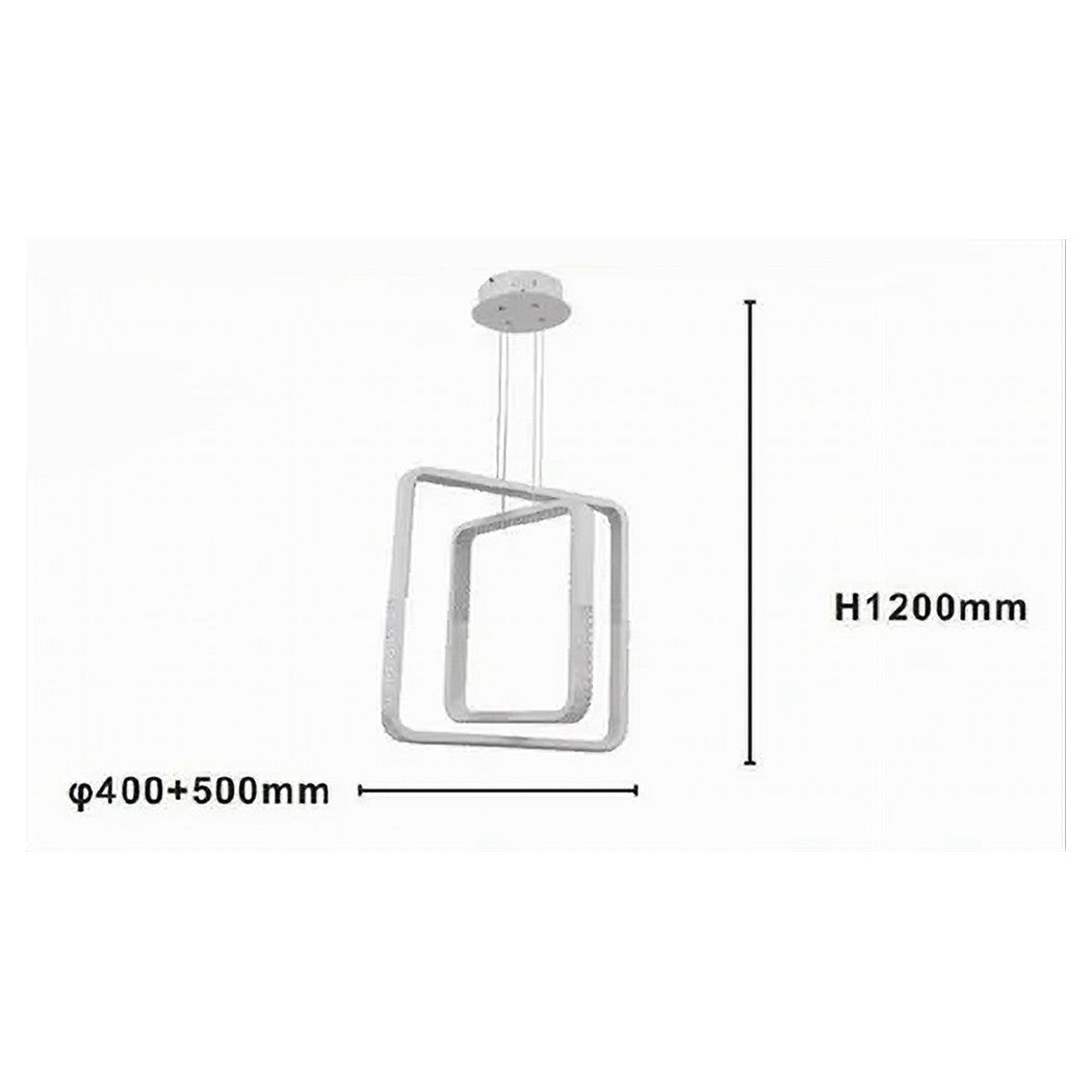 Trade Shop - Lampadario A Sospensione Led 64w Quadrati Effetto Cristallo Moderno Bianco 32187         