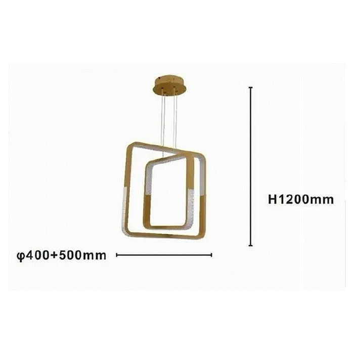 Trade Shop - Lampadario A Sospensione Led 64watt Quadrati Effetto Cristallo Moderno Oro 32200         