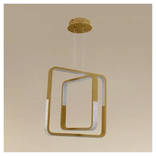 Trade Shop - Lampadario A Sospensione Led 64watt Quadrati Effetto Cristallo Moderno Oro 32200         