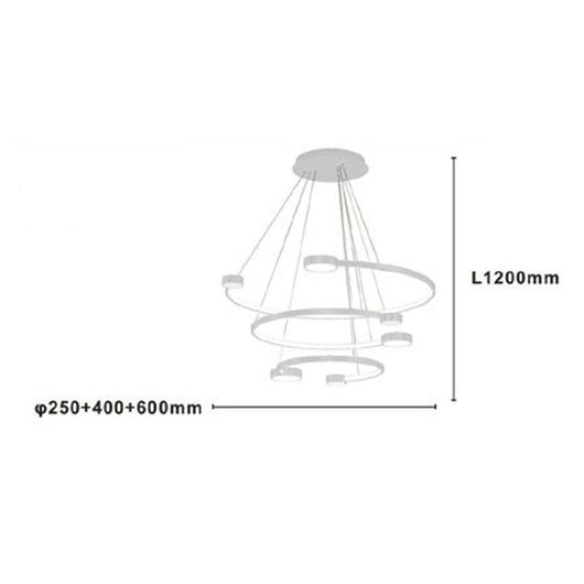 Trade Shop - Lampadario A Sospensione Led 65w 3 Semi Cerchi Con Telecomando Design Moderno Bianco 71378         