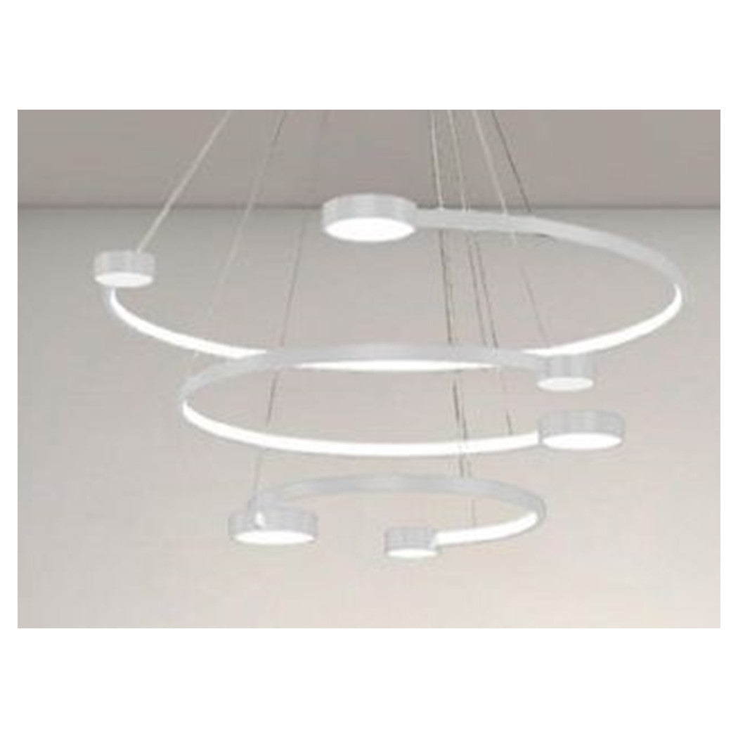Trade Shop - Lampadario A Sospensione Led 65w 3 Semi Cerchi Con Telecomando Design Moderno Bianco 71378         