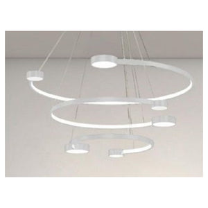 Trade Shop - Lampadario A Sospensione Led 65w 3 Semi Cerchi Con Telecomando Design Moderno Bianco 71378         