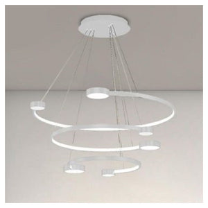 Trade Shop - Lampadario A Sospensione Led 65w 3 Semi Cerchi Con Telecomando Design Moderno Bianco 71378         