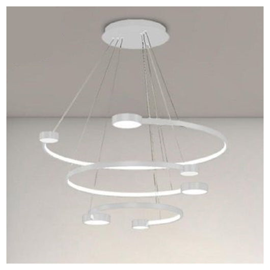 Trade Shop - Lampadario A Sospensione Led 65w 3 Semi Cerchi Con Telecomando Design Moderno Bianco 71378         