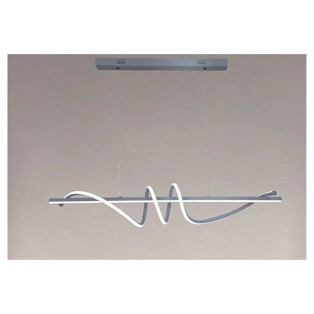 Trade Shop - Lampadario A Sospensione Led 65w Argento Spirale Ondulato Luce 4000k Vortice Orizzontale 32460         