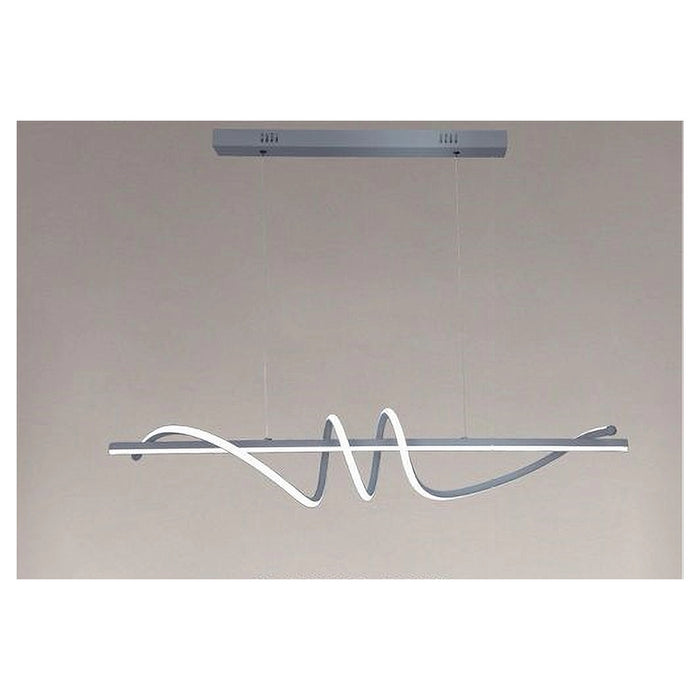 Trade Shop - Lampadario A Sospensione Led 65w Argento Spirale Ondulato Luce 4000k Vortice Orizzontale 32460         