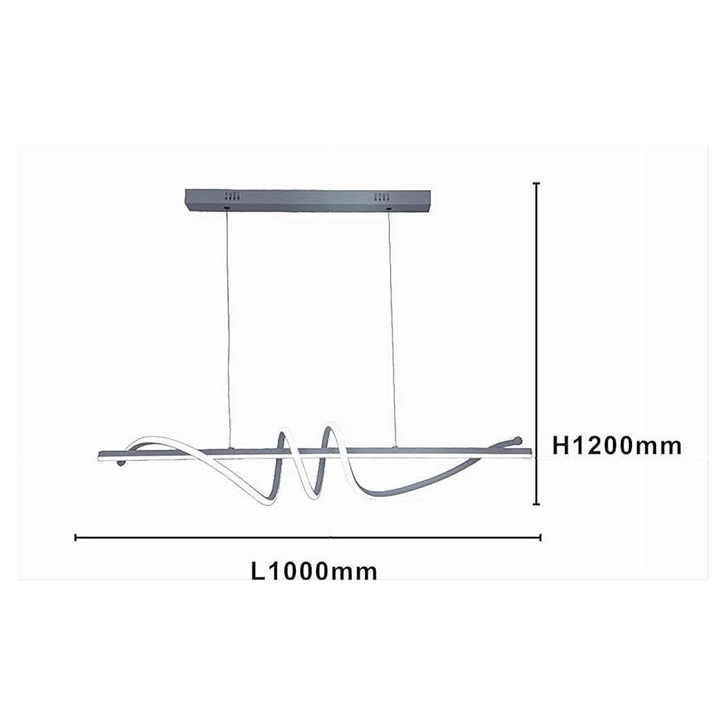 Trade Shop - Lampadario A Sospensione Led 65w Argento Spirale Ondulato Luce 6500k Vortice Orizzontale 32477         