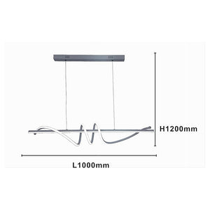 Trade Shop - Lampadario A Sospensione Led 65w Argento Spirale Ondulato Luce 6500k Vortice Orizzontale 32477         