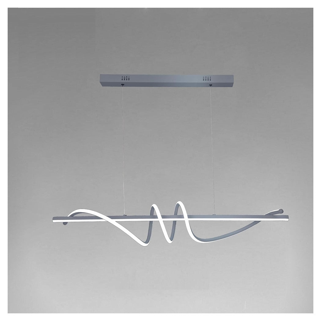 Trade Shop - Lampadario A Sospensione Led 65w Argento Spirale Ondulato Luce 6500k Vortice Orizzontale 32477         