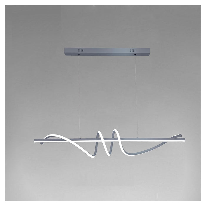 Trade Shop - Lampadario A Sospensione Led 65w Argento Spirale Ondulato Luce 6500k Vortice Orizzontale 32477         