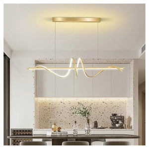 Trade Shop - Lampadario A Sospensione Led 65w Oro Spirale Ondulato Luce 4000k Vortice Orizzontale 32446         