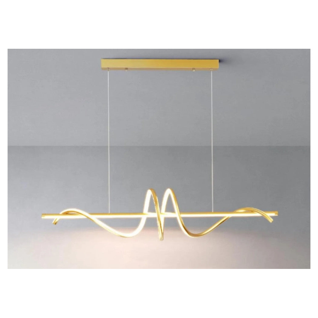 Trade Shop - Lampadario A Sospensione Led 65w Oro Spirale Ondulato Luce 4000k Vortice Orizzontale 32446         