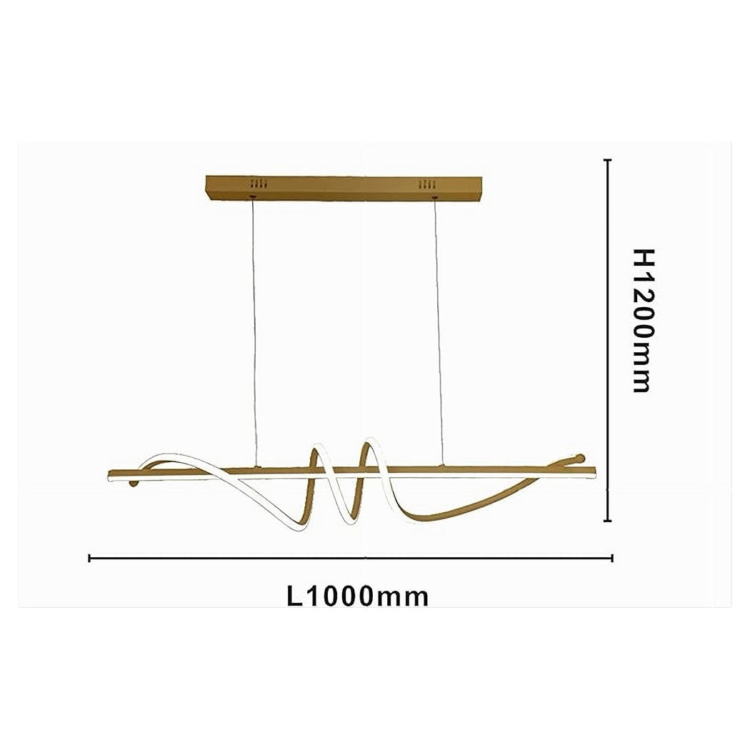 Trade Shop - Lampadario A Sospensione Led 65w Oro Spirale Ondulato Luce 4000k Vortice Orizzontale 32446         