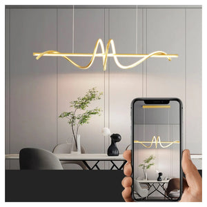 Trade Shop - Lampadario A Sospensione Led 65w Oro Spirale Ondulato Luce 4000k Vortice Orizzontale 32446         