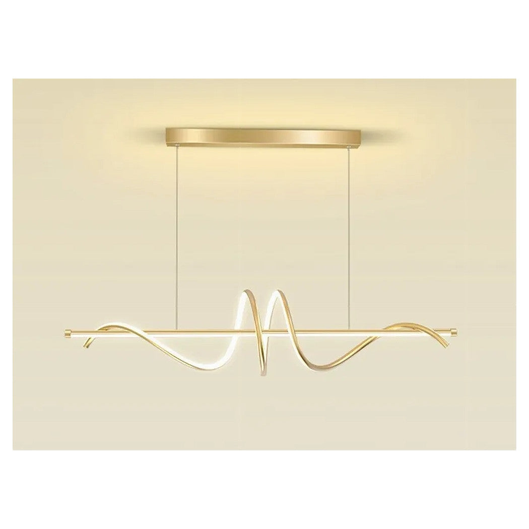 Trade Shop - Lampadario A Sospensione Led 65w Oro Spirale Ondulato Luce 4000k Vortice Orizzontale 32446         