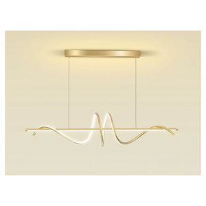 Trade Shop - Lampadario A Sospensione Led 65w Oro Spirale Ondulato Luce 4000k Vortice Orizzontale 32446         