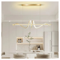 Trade Shop - Lampadario A Sospensione Led 65w Oro Spirale Ondulato Luce 4000k Vortice Orizzontale 32446         