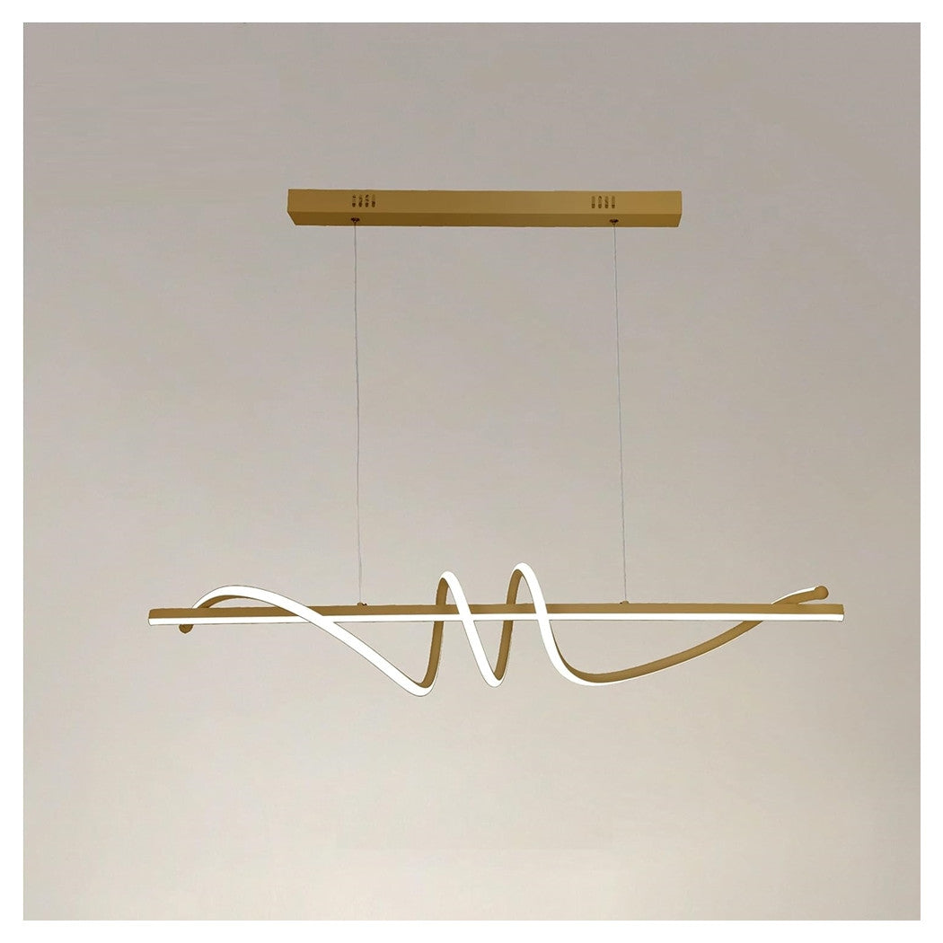 Trade Shop - Lampadario A Sospensione Led 65w Oro Spirale Ondulato Luce 4000k Vortice Orizzontale 32446         