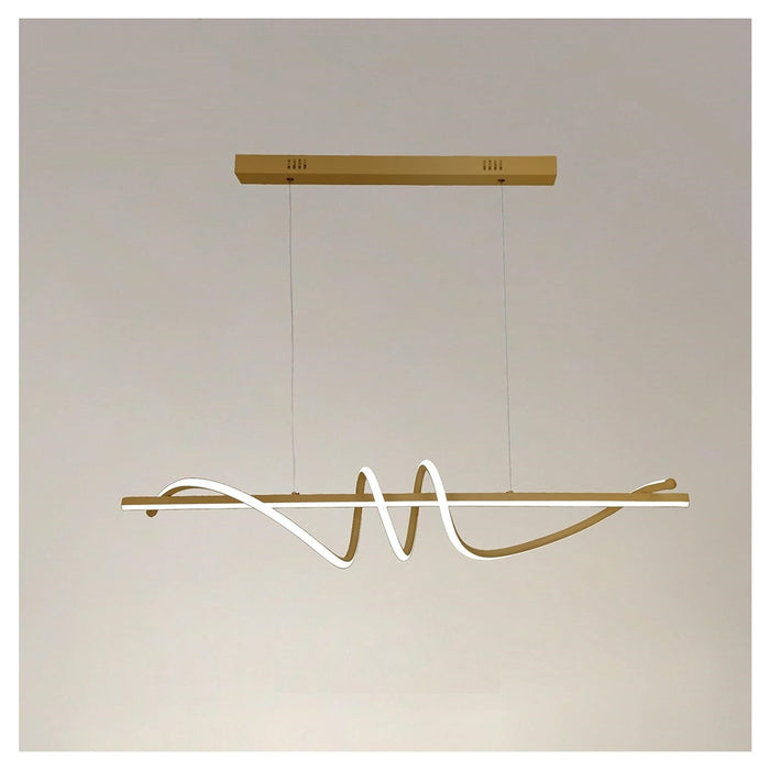 Trade Shop - Lampadario A Sospensione Led 65w Oro Spirale Ondulato Luce 4000k Vortice Orizzontale 32446         