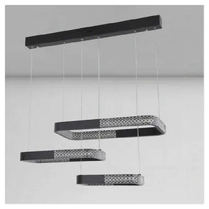 Trade Shop - Lampadario A Sospensione Led 68 W 3 Rettangoli Cristallo Telecomando Nero 32101         