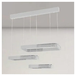 Trade Shop - Lampadario A Sospensione Led 68w 3 Rettangoli Cristallo Telecomando Bianco 32095         