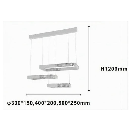 Trade Shop - Lampadario A Sospensione Led 68w 3 Rettangoli Cristallo Telecomando Bianco 32095         