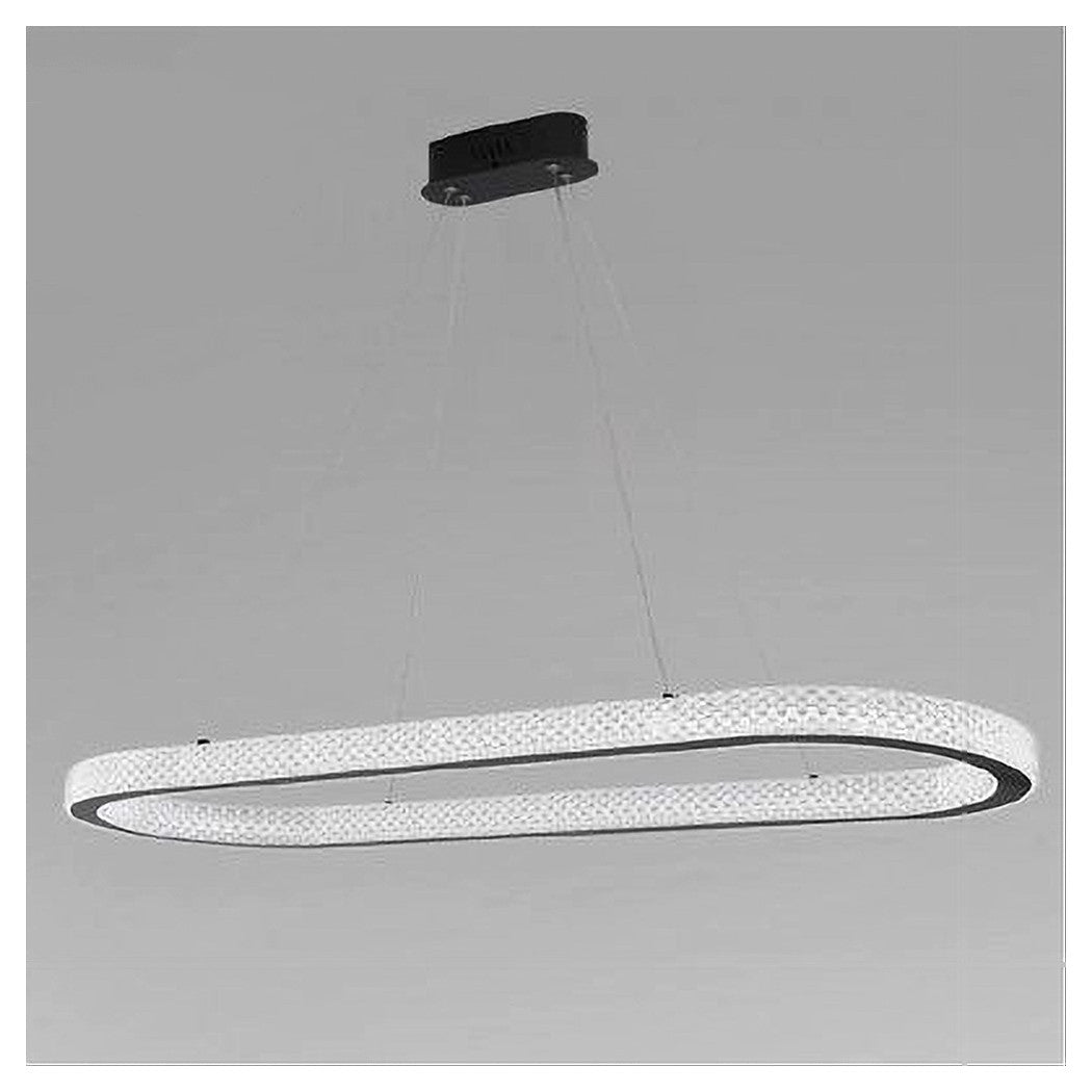 Trade Shop - Lampadario A Sospensione Led 82 W Ovale Lampada Orizzontale Cristallo Nero 31982         