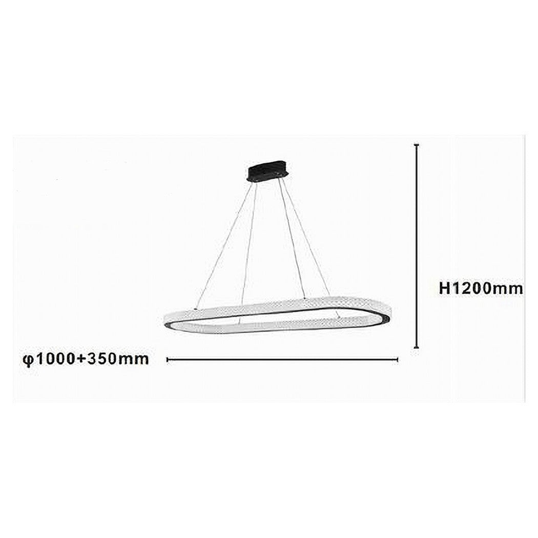 Trade Shop - Lampadario A Sospensione Led 82 W Ovale Lampada Orizzontale Cristallo Nero 31982         