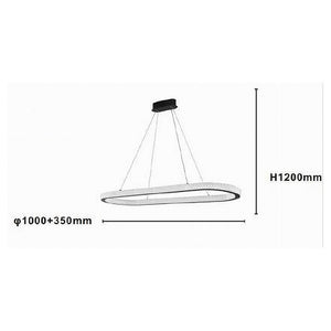 Trade Shop - Lampadario A Sospensione Led 82 W Ovale Lampada Orizzontale Cristallo Nero 31982         