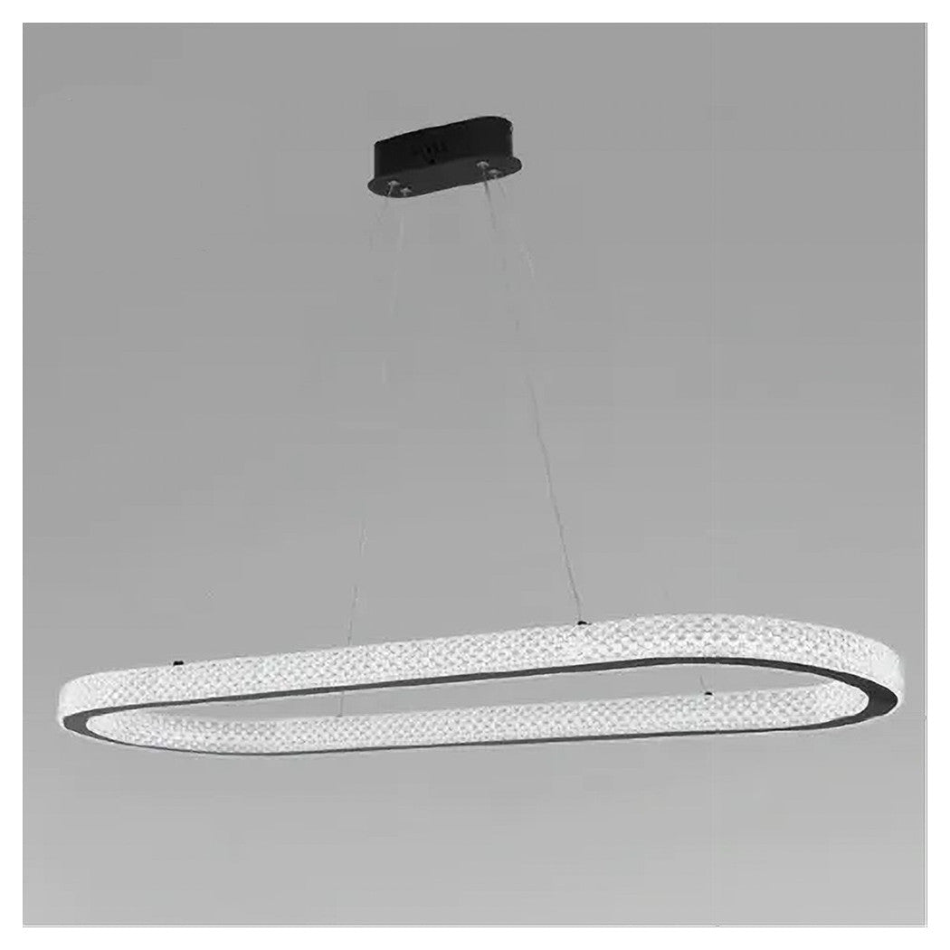 Trade Shop - Lampadario A Sospensione Led 92 W Ovale Lampada Orizzontale Cristallo Nero 31999         