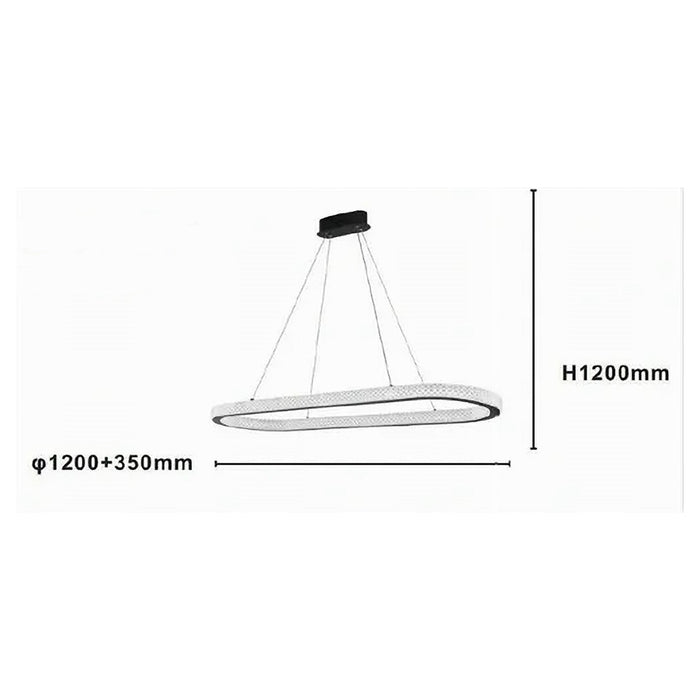Trade Shop - Lampadario A Sospensione Led 92 W Ovale Lampada Orizzontale Cristallo Nero 31999         