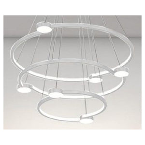 Trade Shop - Lampadario A Sospensione Led 96w 3 Cerchi Con Telecomando Design Moderno Bianco 71132         
