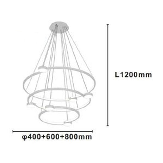 Trade Shop - Lampadario A Sospensione Led 96w 3 Cerchi Con Telecomando Design Moderno Bianco 71132         