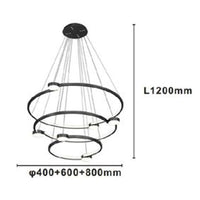 Trade Shop - Lampadario A Sospensione Led 96w 3 Cerchi Con Telecomando Design Moderno Nero 71156         