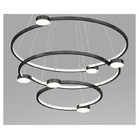 Trade Shop - Lampadario A Sospensione Led 96w 3 Cerchi Con Telecomando Design Moderno Nero 71156         