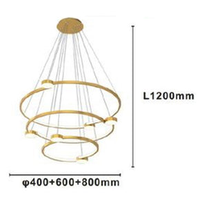 Trade Shop - Lampadario A Sospensione Led 96w 3 Cerchi Con Telecomando Design Moderno Oro 71149         