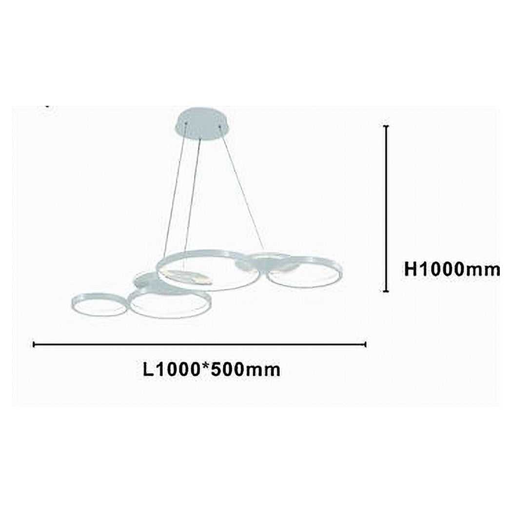 Trade Shop - Lampadario A Sospensione Led Bianco 62w 6 Anelli Luminosi Moderno Luce 6500k 71408         