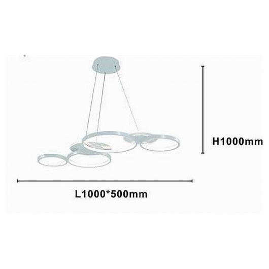 Trade Shop - Lampadario A Sospensione Led Bianco 62w 6 Anelli Luminosi Moderno Luce 6500k 71408         