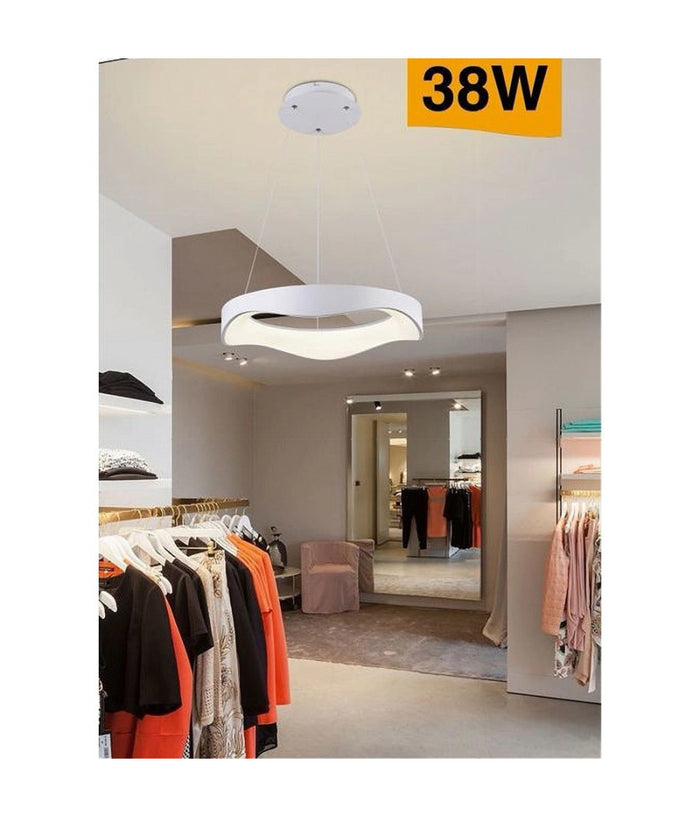 Lampadario A Sospensione Led Onda 38w Ultra Moderna 3 Colorazioni Di Luce A67-3c  Bianco       