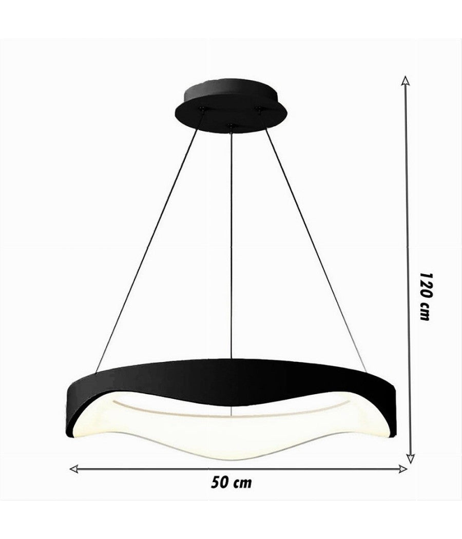 Lampadario A Sospensione Led Onda 38w Ultra Moderna 3 Colorazioni Di Luce A67-3c  Nero       